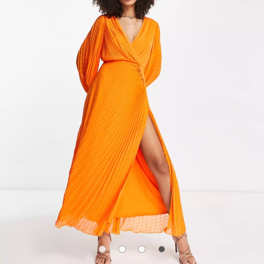 ASOS orange long sleeve maxi dress